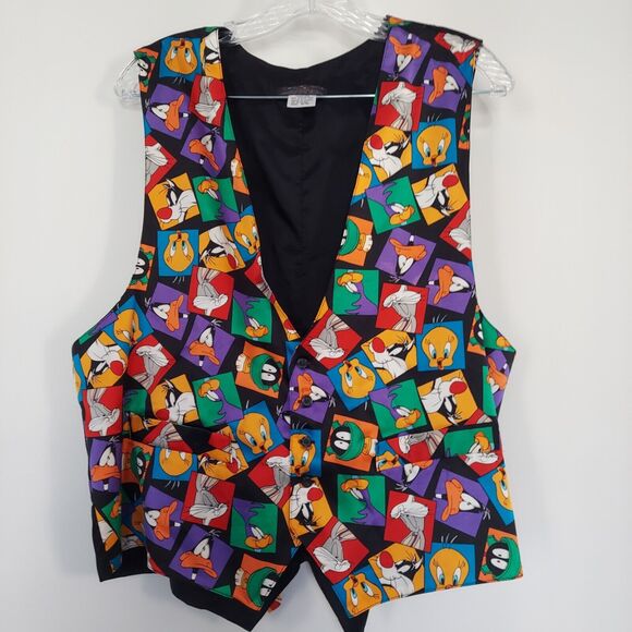 Looney Tunes Mens Tuxedo Vest S/M Waistcoat Marvin Daffy Bugs Bunny - Picture 3 of 9